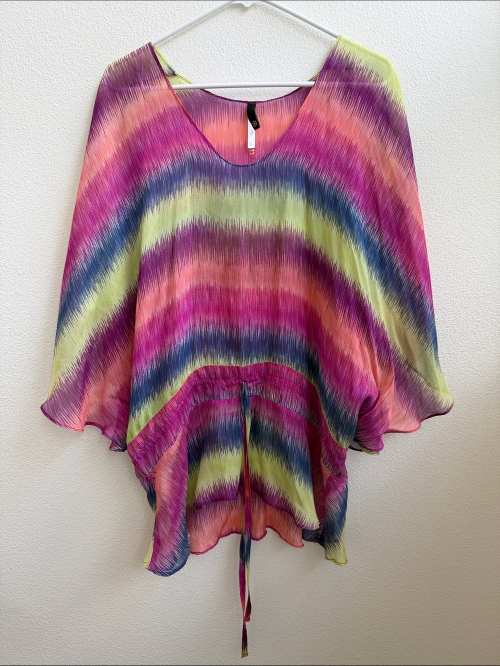 Women’s Multicolor Striped Swim Coverup - Lightweight V-Neck